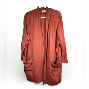 Pact Organic Sweater Womens MD/LG Baled Clay Airplane Cardigan Cocoon Pockets